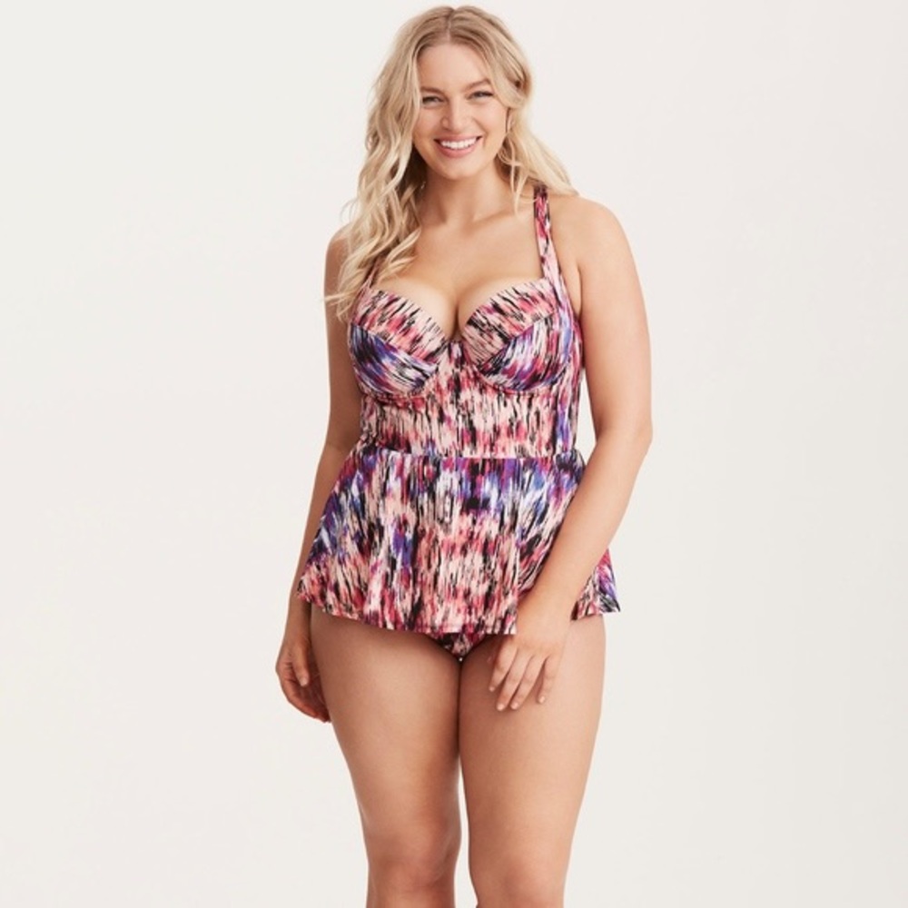 Torrid Mirage Print Peplum Swimsuit Size 1